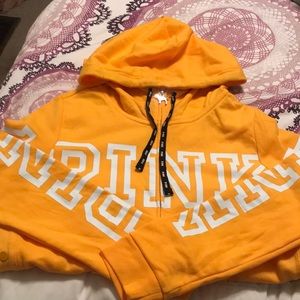 NWT PINK cowl neck full zip yellow sweatshirt!